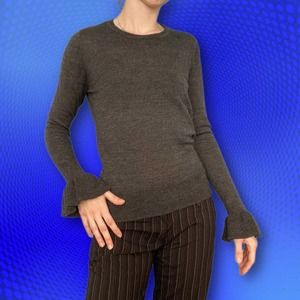Nanette Lepore merino wool sweater with flounce sleeves, size S
